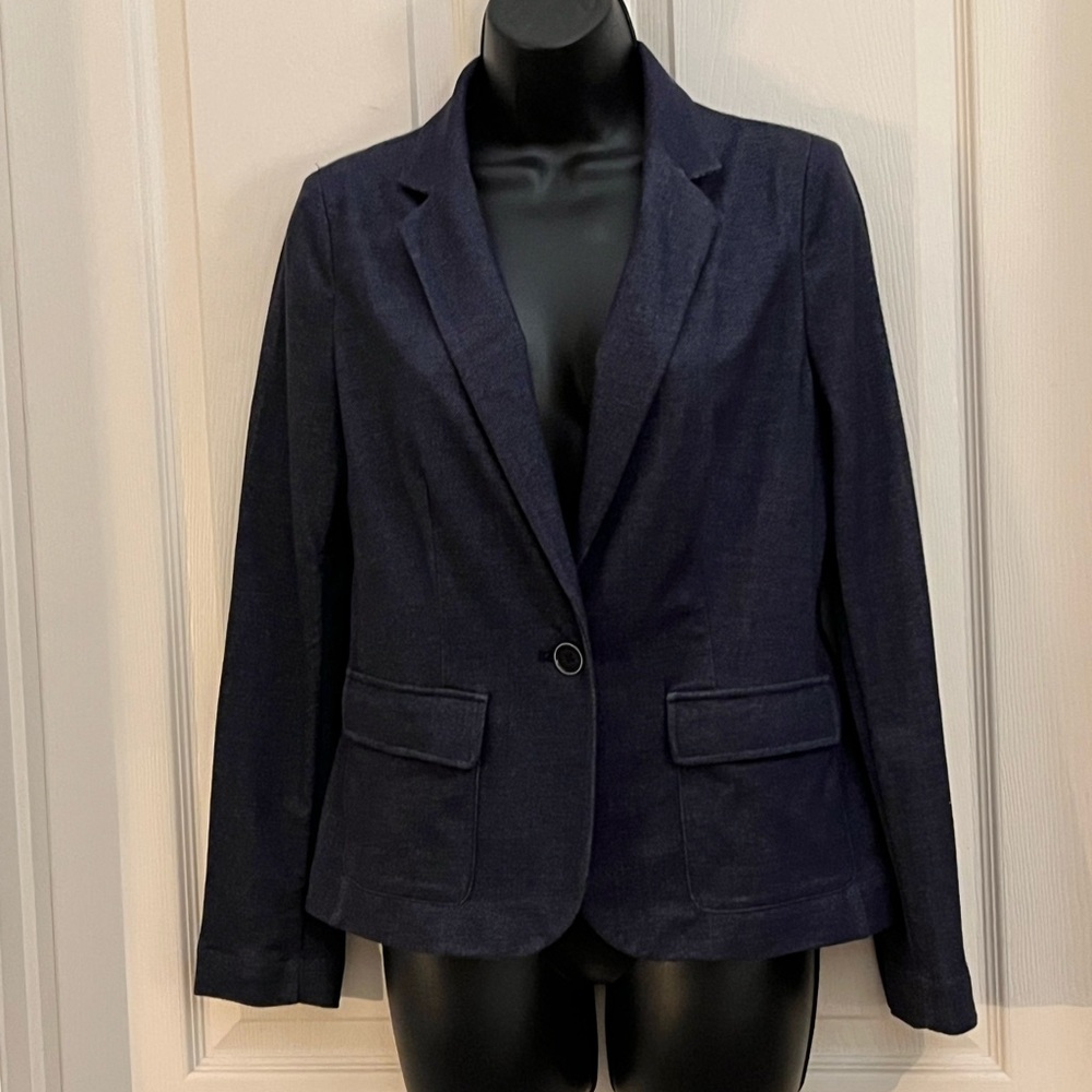 Banana Republic Blazer-Women 8 Petite- Unlined-Light fabric-Navy blue -Like New